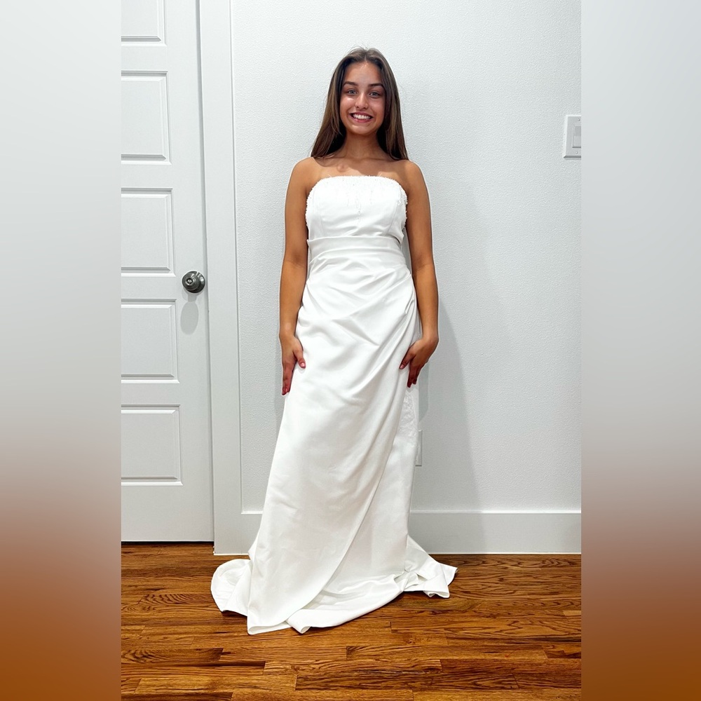 Satin and Beaded Strapless Wedding Gown